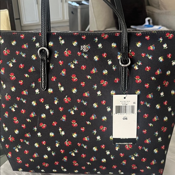 Polo Ralph Lauren Black Floral Tote - Picture 2 of 5